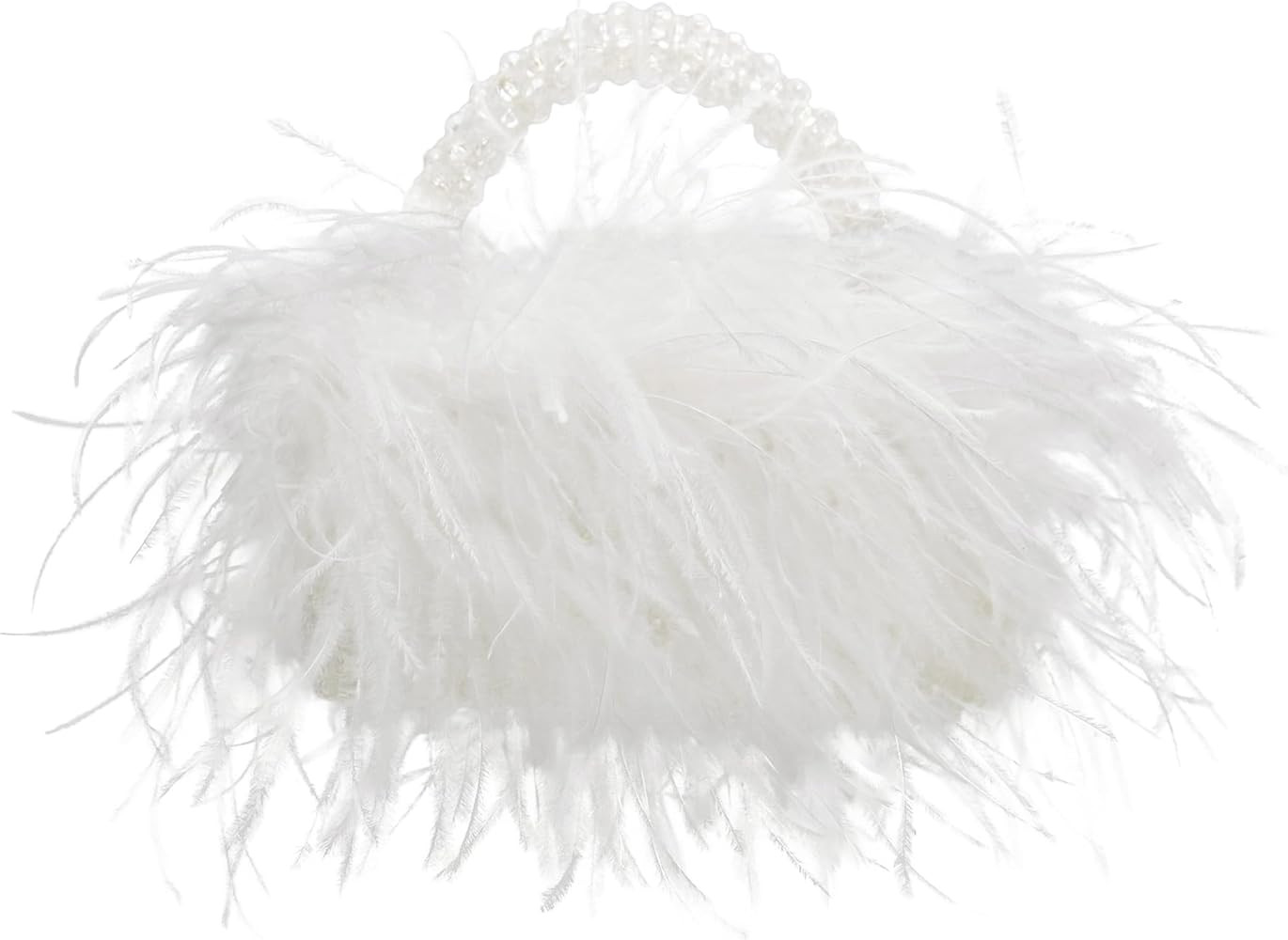 Miuco Real Natural Ostrich Feather Beaded Handbags For Women Handmade Evening Bags Clutch Purse | Amazon (US)
