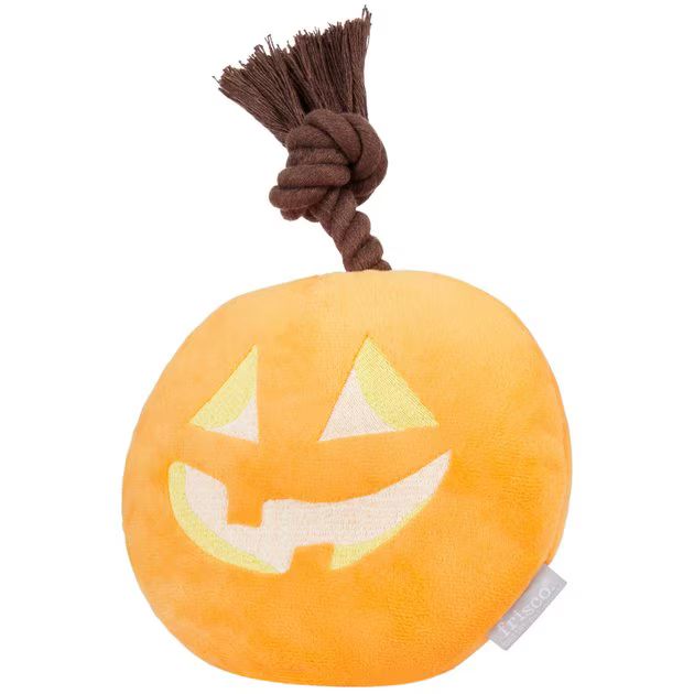 FRISCO Halloween Pumpkin Round Plush with Rope Squeaky Dog Toy - Chewy.com | Chewy.com