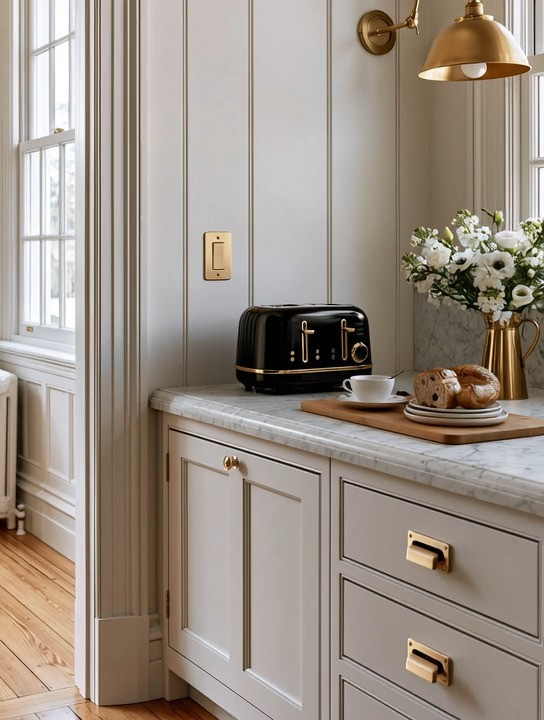 Luxury lives in the details.

Beautiful homes aren't created by one expensive renovation.

They're created by hundreds of thoughtful little decisions.

One detail that's often overlooked? Decorative light switches and wall plates.

Replacing a standard plastic switch plate with a brushed brass or brushed gold finish instantly makes a space feel more polished and intentional. It's a small upgrade, but one you'll notice every single day.

Pair those warm metallic details with black and gold countertop appliances, like a toaster or coffee maker, and suddenly your breakfast corner feels beautifully coordinated.

The secret to elegant interiors isn't adding more.

It's making every detail work together.

We've linked our favorite brushed brass switch plates, black and gold countertop appliances, and finishing touches to help you create this timeless look.

Elegance is about taste, not about square footage.

#KitchenDecor #HomeDecor #LuxuryDetails #LTKHome 

 #LTKHome