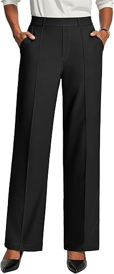 IUGA Womens Dress Pants Stretchy Work Pants Business Casual Wide Leg Slacks Trousers Office Outfi... | Amazon (US)