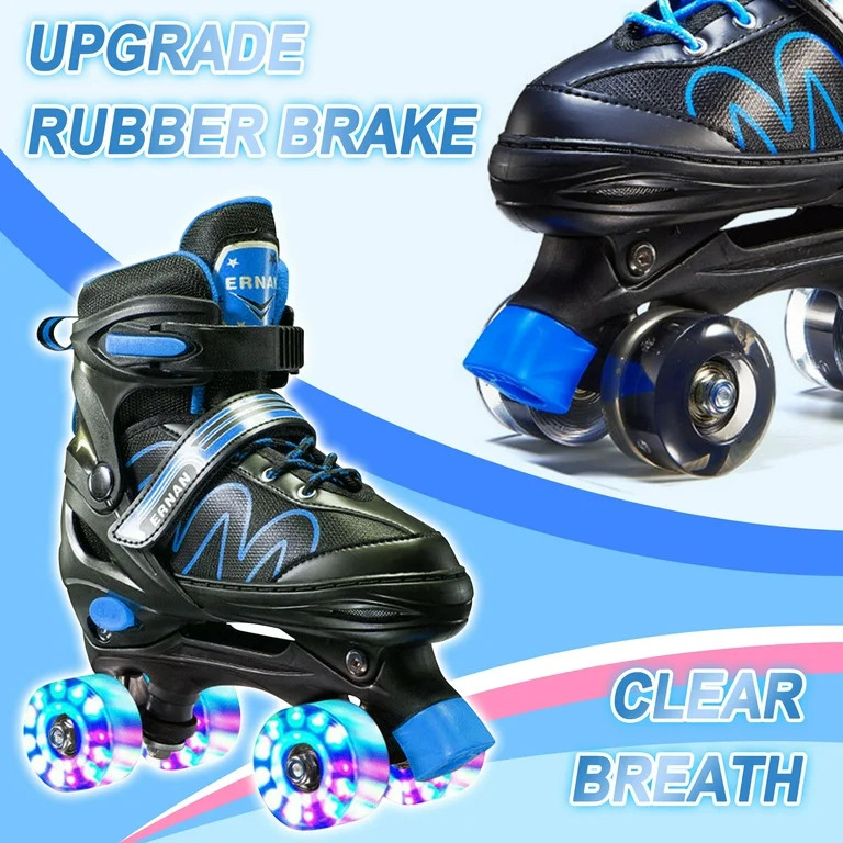 Kids Roller Skates, 4 Size Adjustable, Roller Skates with Light up Wheels for Girls Boys, Outdoor... | Walmart (US)