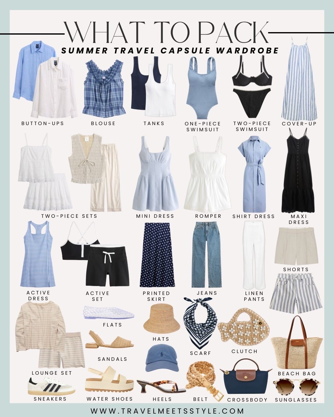 Sharing the ultimate summer travel capsule wardrobe ☀️ Visit travelmeetsstyle.com to read the full post and explore more summer outfit ideas for every adventure!

#LTKTravel