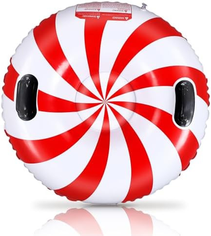 Large 35" Inflatable Snow Tube for Adults, Christmas Snow Sled with Handles and Heavy Duty Bottom... | Amazon (US)