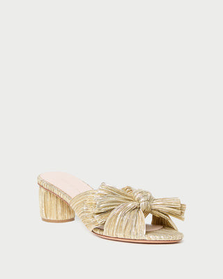 Emilia Gold Pleated Bow Heel | Loeffler Randall