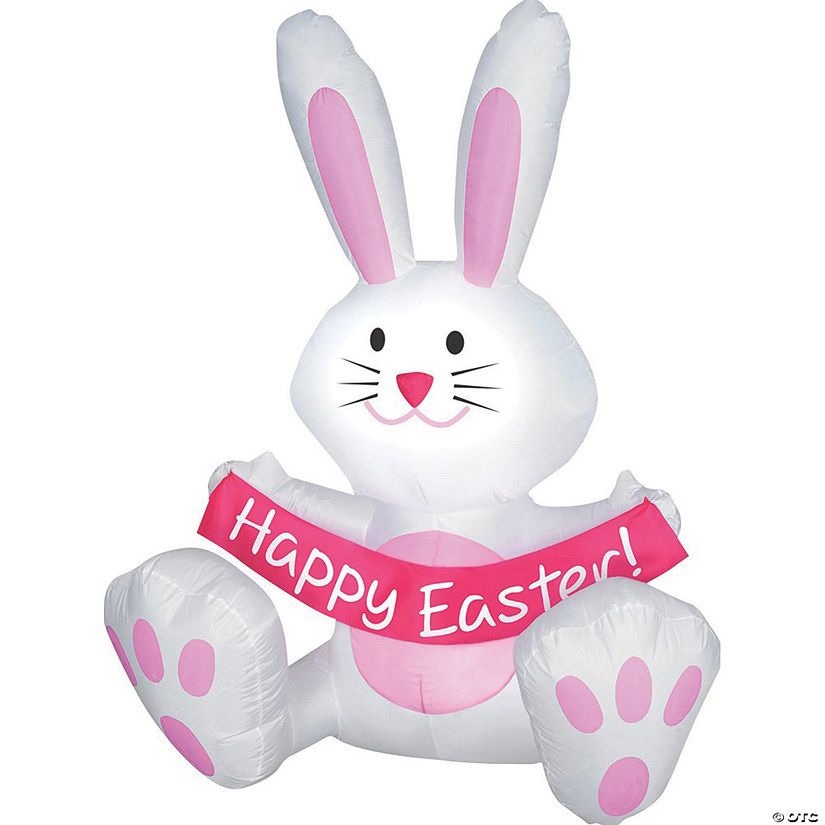 4' Blow Up Inflatable Happy Easter Bunny Outdoor Yard Decoration | Oriental Trading Company