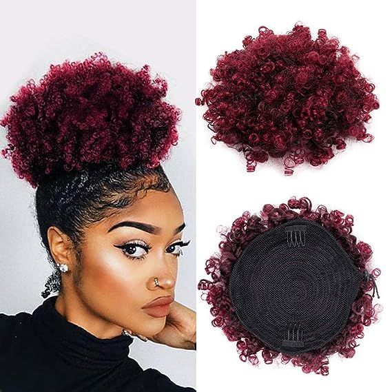 GX Beauty Afro Ponytail African American Messy Hair Bun Chignons Synthetic Hair Extensions Wavy P... | Amazon (US)