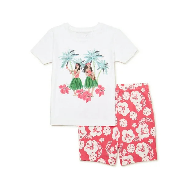 Major Cuddles Girls Short Sleeve Top with Shorts Pajama Sleep Set, 2-Piece, Sizes 4-16 Plus | Walmart (US)
