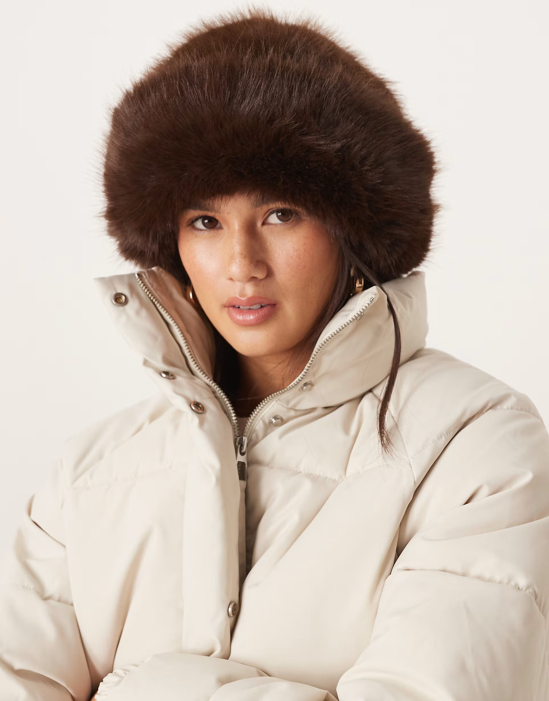 ASOS DESIGN faux fur cuffed hat in brown | ASOS (Global)