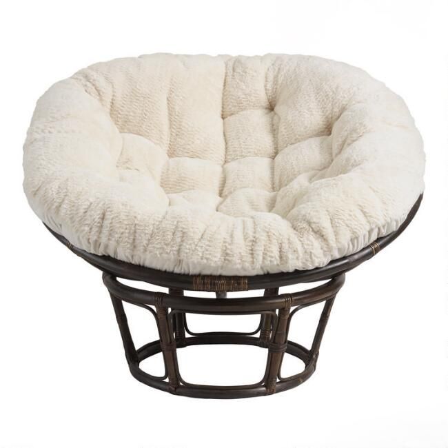 Oatmeal Faux Fur Papasan Chair Cushion | World Market