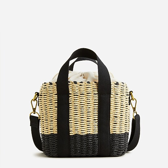Small Montauk tote in straw with crossbody strap | J. Crew US