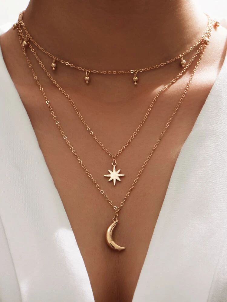Moon Charm Layered Necklace | SHEIN