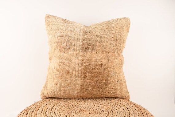Bohemian Kilim Pillow, Turkish Kilim Pillow, Carpet Pillow, 20x20 Pillow Cover, Sofa Throw Pillow... | Etsy (US)