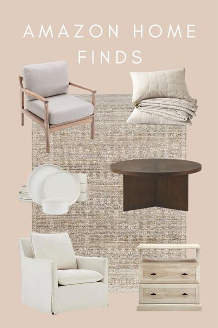 Brand new round up of Amazon home finds. Area rug, round coffee table, nightstand, accent chairs, bedding and dinnerware. 

#LTKhome #LTKstyletip