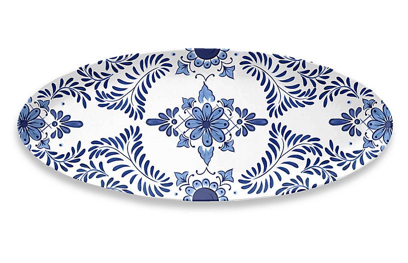 Cypress Oval Platter, Blue/White | One Kings Lane