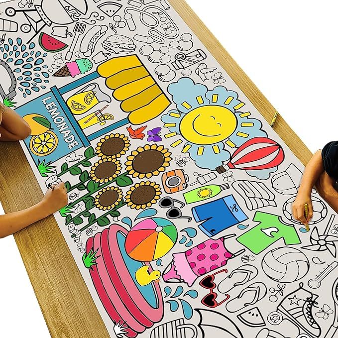 Tiny Expressions Giant Summer Themed Coloring Poster - 30 x 72 Inches Jumbo Paper Coloring Banner... | Amazon (US)