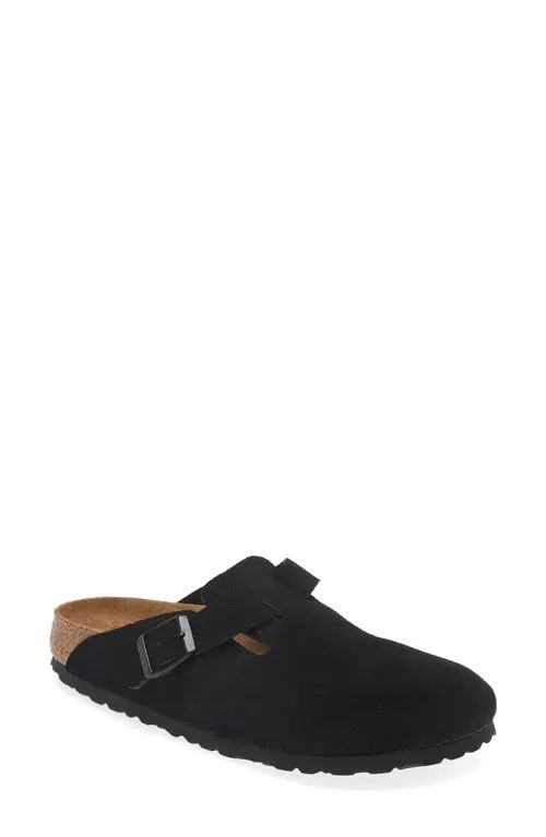 Birkenstock Boston Soft Footbed Clog in Black Suede at Nordstrom, Size 5-5.5Us | Nordstrom