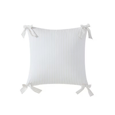 Peri Home Pinstripe Bow Decorative Throw Pillow Beige | Target