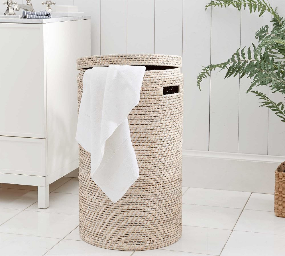Tava Handwoven Rattan Hamper | Pottery Barn (US)