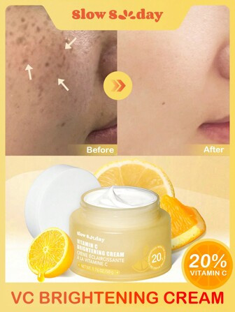 SlowSunday Vitamin C Brightening Cream, Skin Care, Vc, Brighten, Moisturize, Even Skin, Suitable For All Skin Types, Suitable For Autumn Winter, Fall Care, Cozy Fall & Winter Styles, Suitable For Autumn Winter, Y2K, For Halloweens, Party & Gifts, Thanksgiving & New Year, Thank You Gift, For Christmas, Christmas Gifts | SHEIN