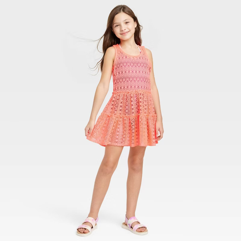 Girls' Solid Crochet Swimsuit Cover Up Dress - Cat & Jack™ | Target