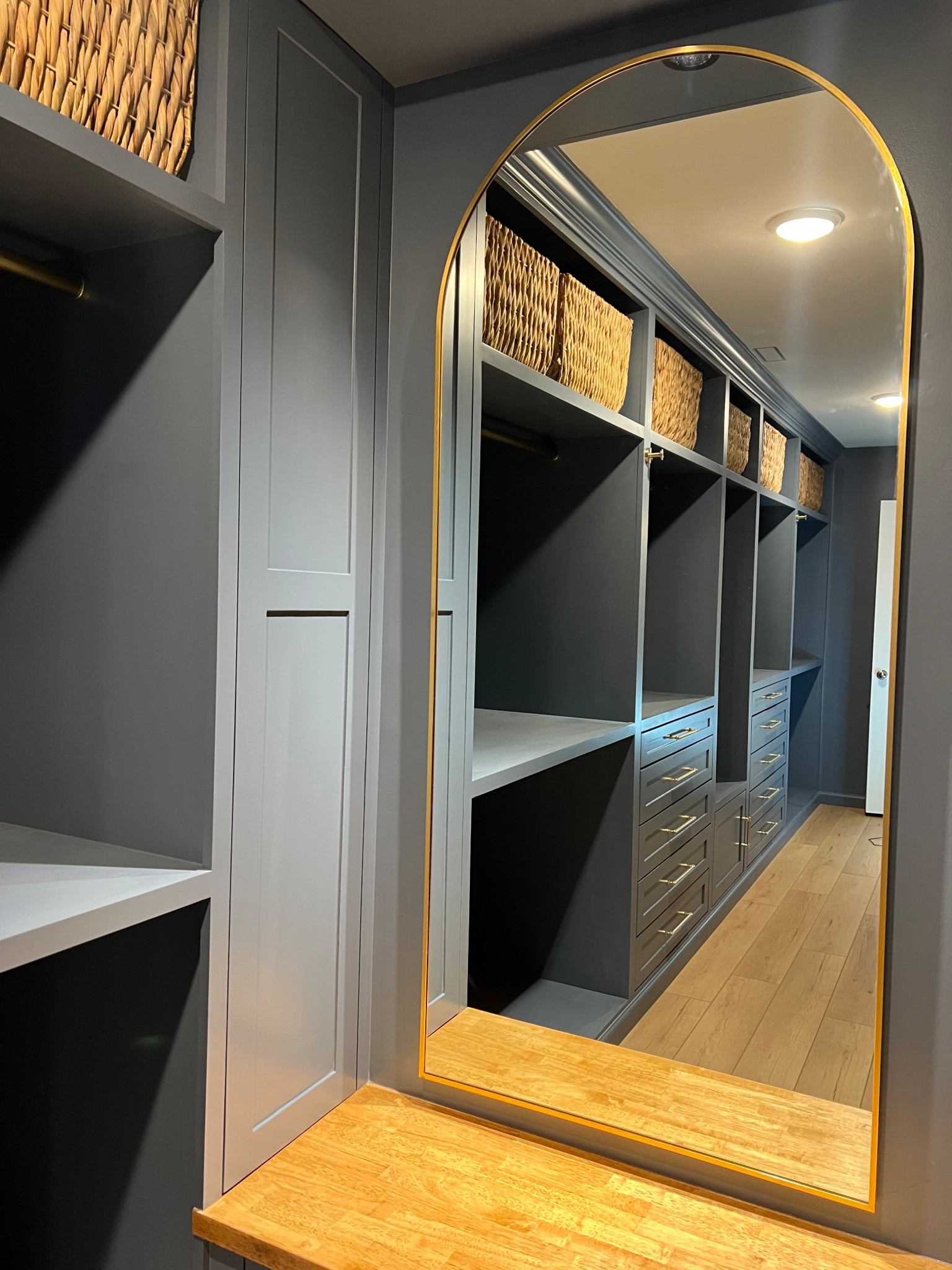Golden elegance ✨ This stunning mirror is the perfect statement piece at the end of our closet—functional and fabulous! #ClosetGoals #ElegantDecor

#LTKItBag #LTKHome #LTKOver40