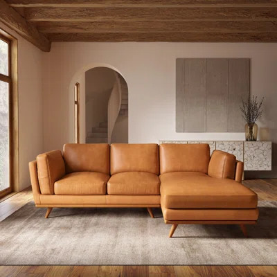 90" Genuine Leather Sectional | Wayfair North America