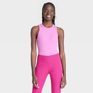 Women's Ribbed High Neck Tank - A New Day™ Pink M | Target