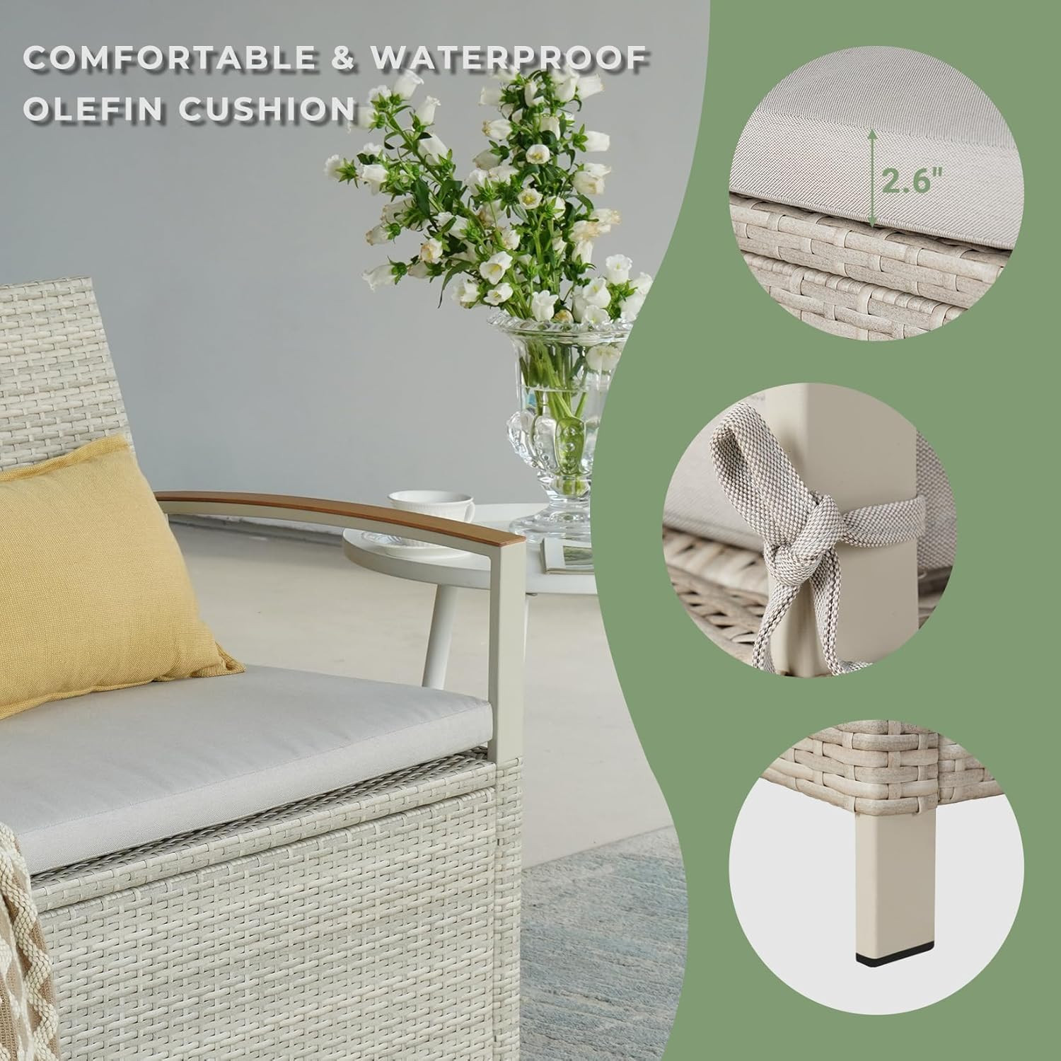 Grand patio Outdoor Storage Bench Deck Box with Olefin Cushion, Wicker Deck Box with Water Resist... | Amazon (US)