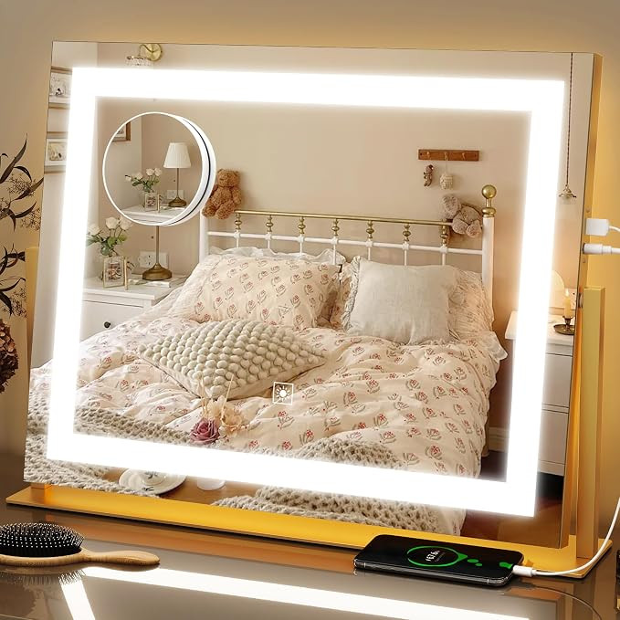 FENNIO Vanity Mirror with Lights 22''x18'' Makeup Mirror with Lights,Lighted Makeup Mirror with 1... | Amazon (US)