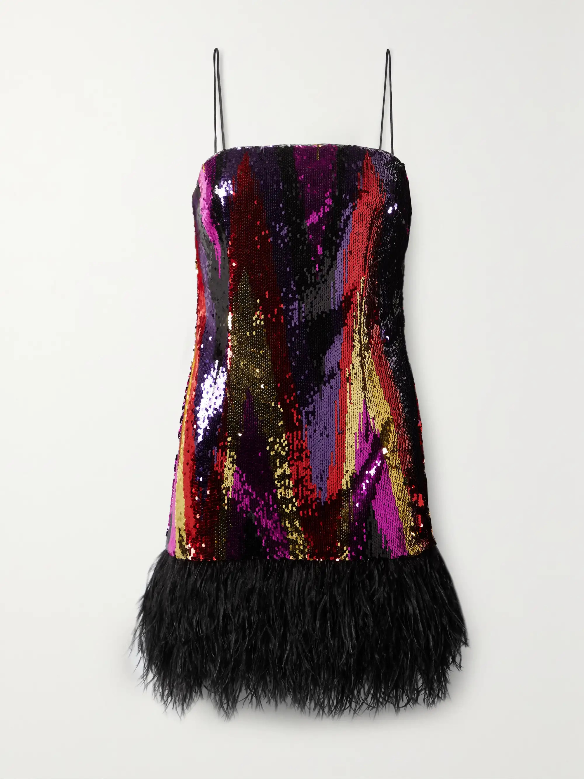 Mini-robe en tulle à sequins et à plumes Kaia | NET-A-PORTER (UK & EU)