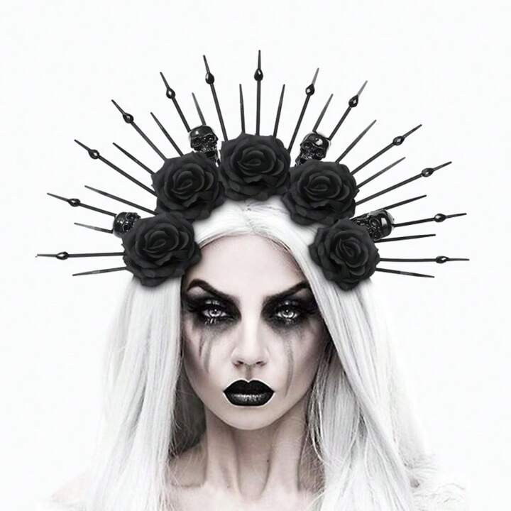 Halloween Skeleton Tie Hair Hoop Dress Up Accessories Gothic Queen Hair Accessories Party Cosplay | SHEIN