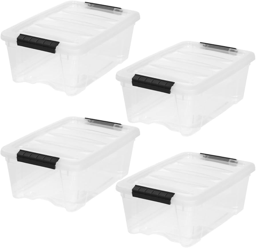 IRIS USA 4-Pack Storage Bins with Lids, 13 Quart, Made in USA Stackable See-Through Organizing So... | Amazon (US)