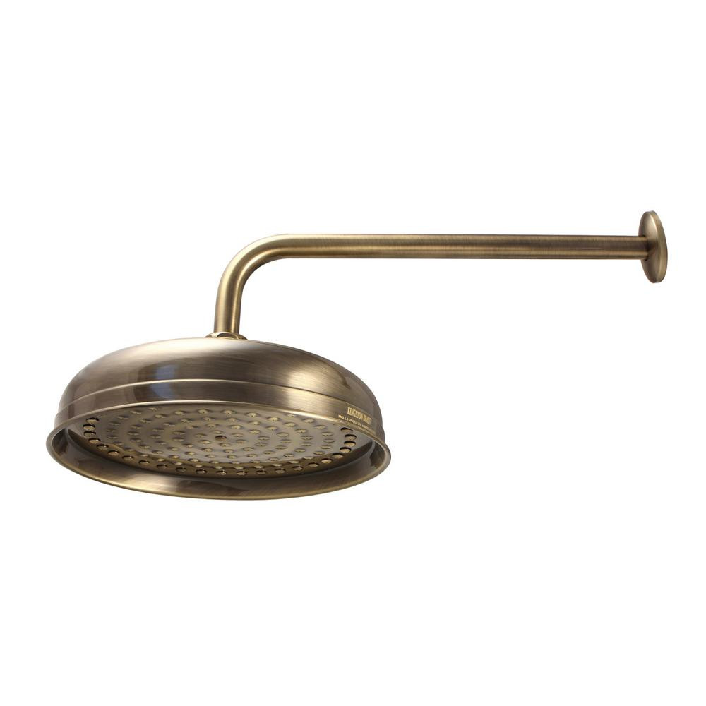 Kingston Brass Trimscape 1-Spray Patterns 10 in. Wall Mount Fixed Shower Head with 17 in. Shower Arm | The Home Depot