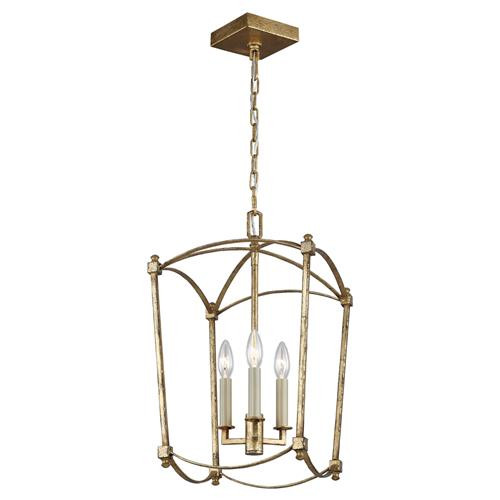 Visual Comfort Studio Thayer Mid Century Antique Gild Lantern - Mini | Kathy Kuo Home