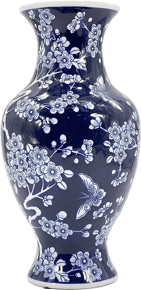 Galt International Dark Blue Floral Chinoiserie Ceramic Vase 14"- Hand Painted Antique Style Porc... | Amazon (US)