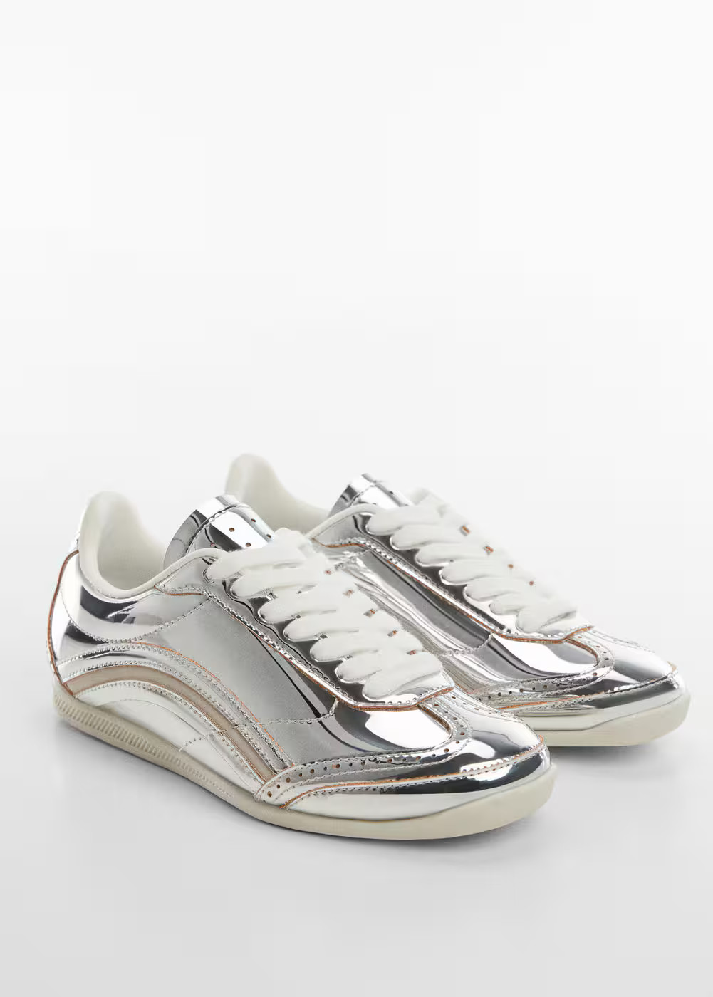 Metallic lace-up sneakers -  Women | Mango USA | MANGO (US)