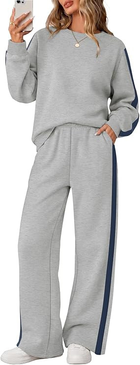 WIHOLL Sweatsuits Women 2 Piece Sets 2026 Wide Leg Pant Matching Sets Womens Clothing | Amazon (US)