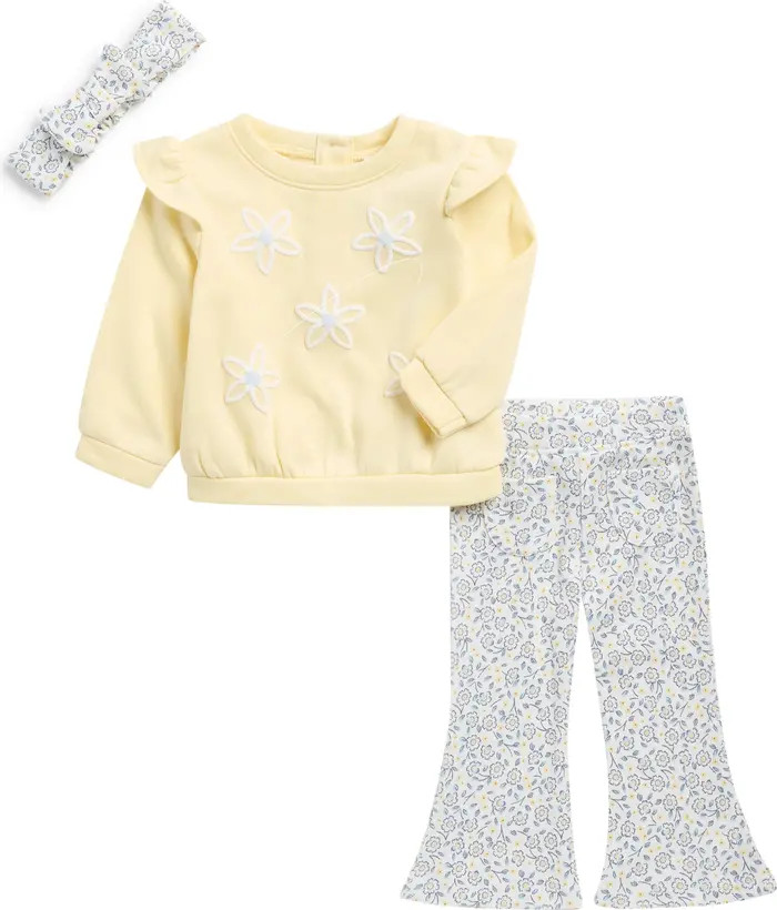 Ruffle Fleece Sweatshirt, Leggings & Headband Set | Nordstrom Rack