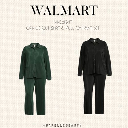 Walmart Nine.Eight Plus Size Crinkle Cut Shirt & Pull On Pant Set. 

#LTKSeasonal #LTKfindsunder50 #LTKplussize