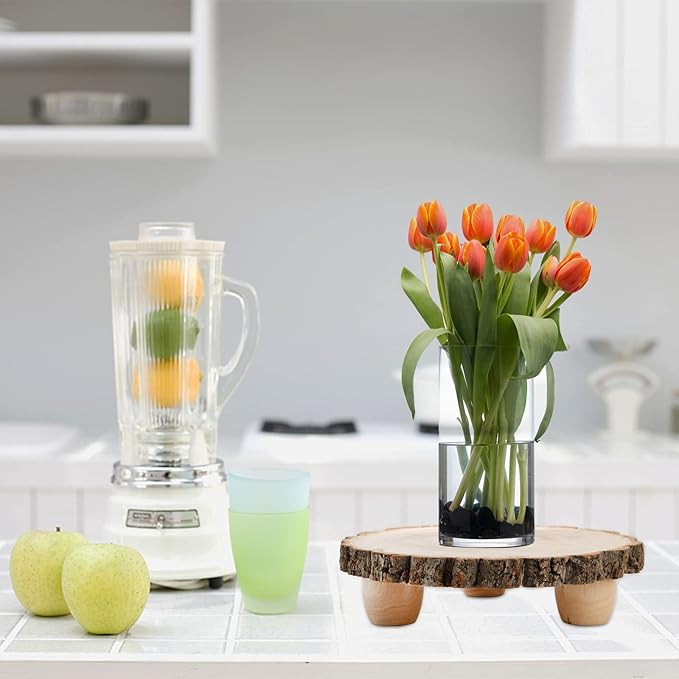 Frcctre 11 Inch Wood Cake Stand, Round Wooden Cupcake Pedestal, Paulownia Wood Slice with Legs, R... | Amazon (US)