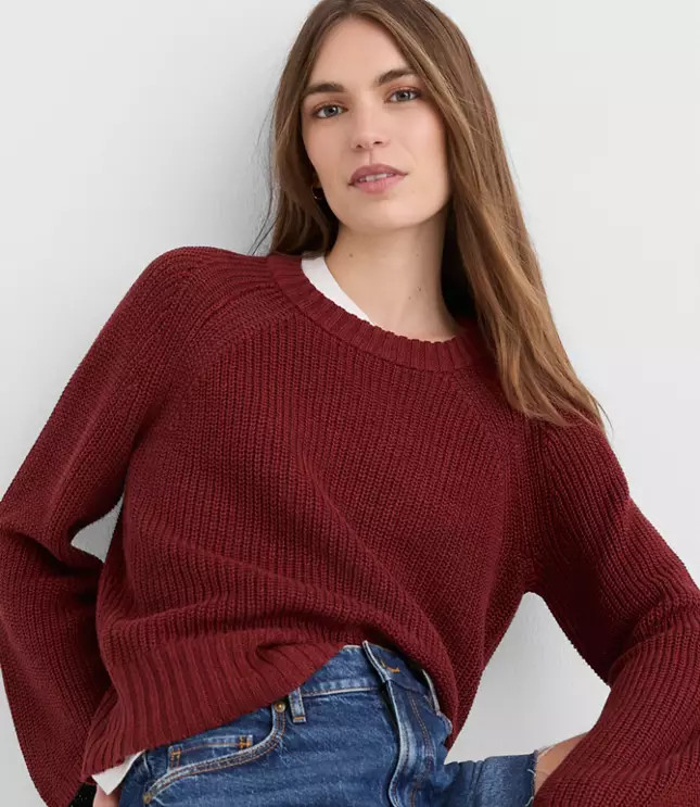 Linen Wide Sleeve Sweater | LOFT