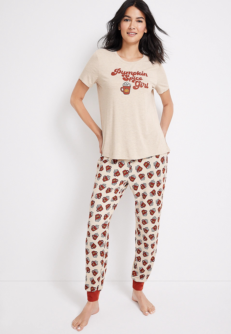 Pumpkin Spice Girl Graphic Tee And Jogger Pajama Set | Maurices
