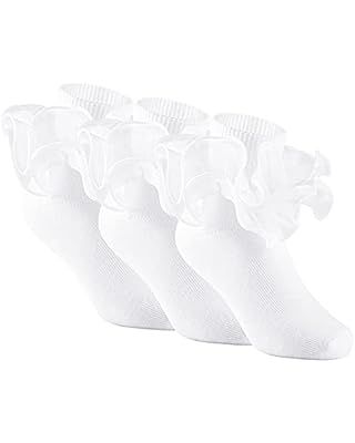 Amazon.com: Jefferies Socks Big Girls' Frilly Lace Socks (Pack of 3): Clothing, Shoes & Jewelry | Amazon (US)