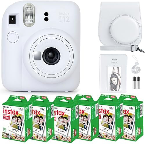 Fujifilm Instax Mini 12 Instant Camera Clay White and Fuji Film Value Pack (60 Sheets) Bundle wit... | Amazon (US)
