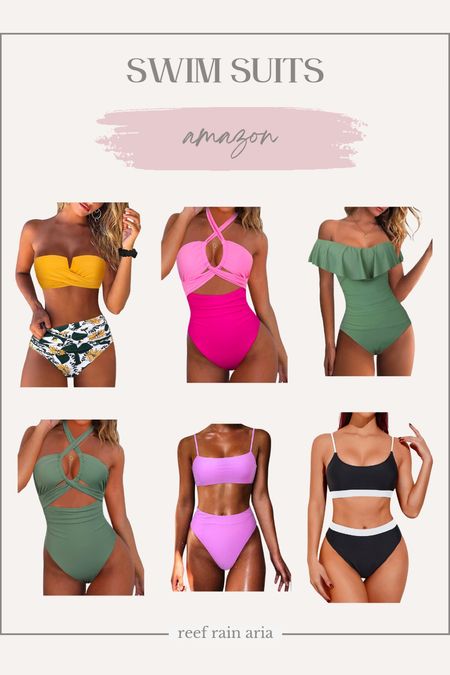 Swimsuits from Amazon colorful. For Amazon products, click the 3 dots in the top right corner and select “Open in system browser” to shop via Amazon app. Thank you for shopping with me!! Have an amazing rest of day and send me a message if you ever need help shopping for something! @reefrainaria on IG and @reefrainaria.shop on TikTok

#LTKunder50 #LTKSeasonal #LTKswim