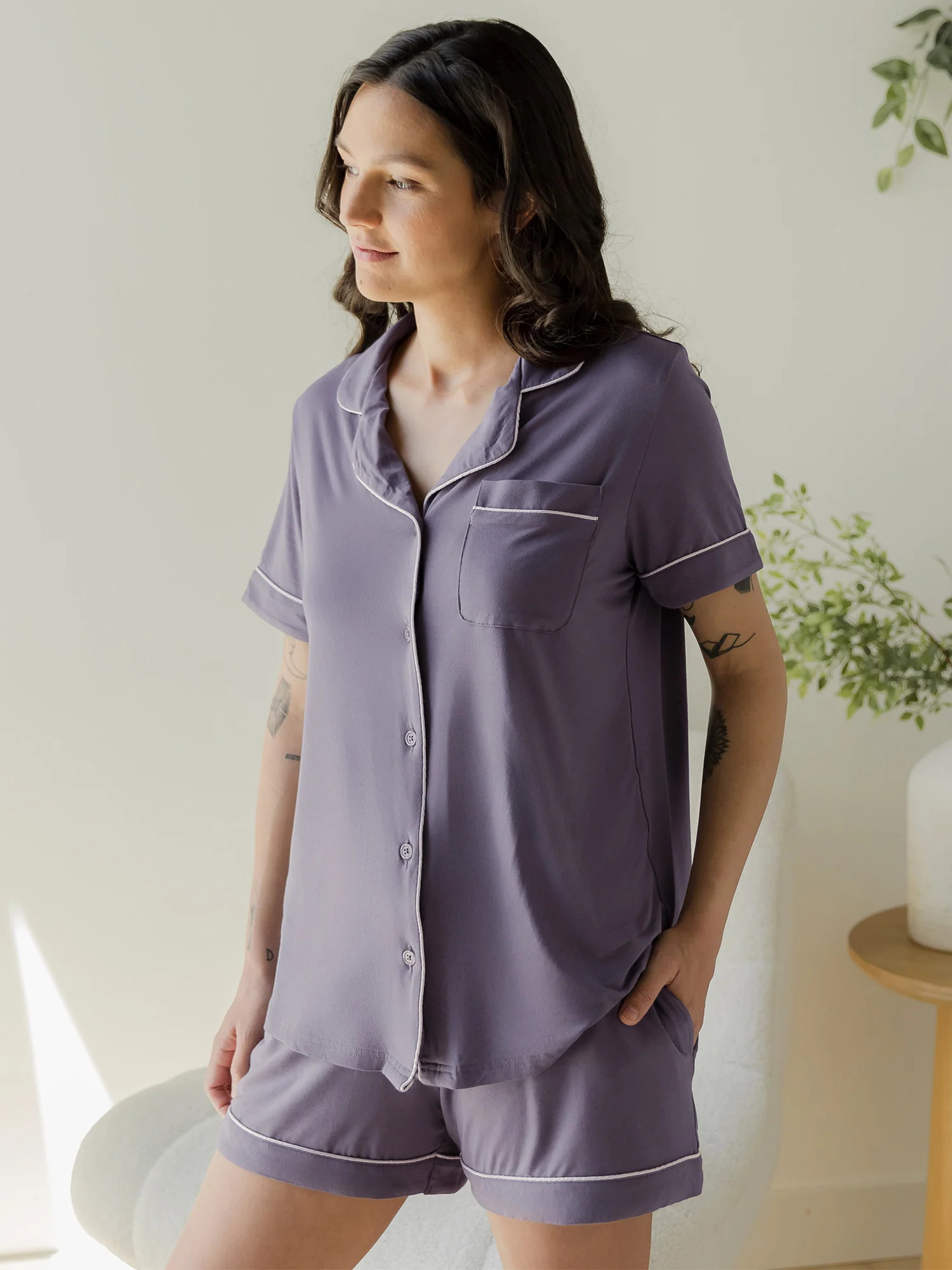 Clea Bamboo Short Sleeve Pajama Set | Granite - Kindred Bravely | Kindred Bravely
