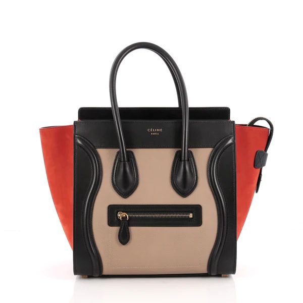 Buy Celine Tricolor Luggage Handbag Leather Micro Black 1923402 - Trendlee | Rebag