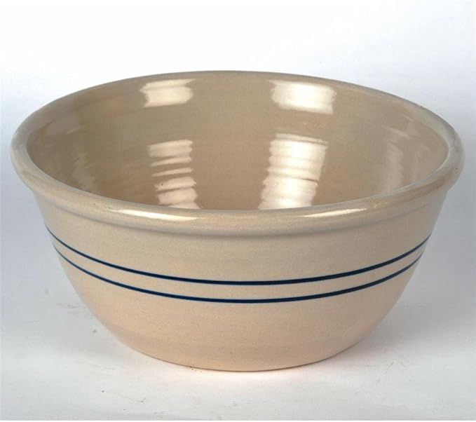 Martinez Pottery Hand-Turned Heritage Blue Stripe Stoneware Mixing Bowl 10" | Amazon (US)