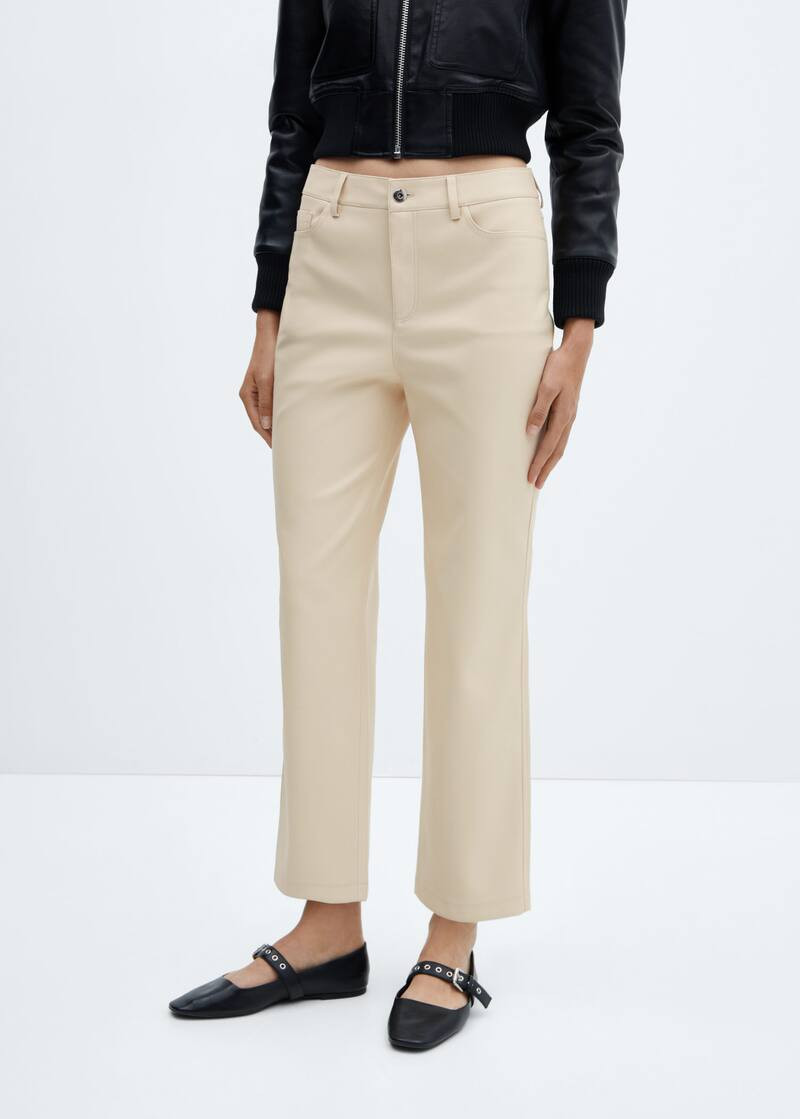 Leather-effect straight trousers | MANGO (UK)