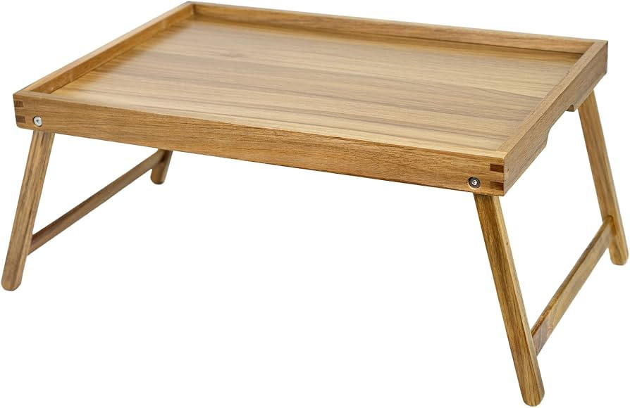 VaeFae Acacia Bed Table Tray, Wooden Breakfast Tray with Folding Legs, Bed Tray for Eating and La... | Amazon (CA)